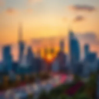 Stunning skyline of Alma Dubai at sunset
