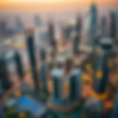 Dubai Skyline Architecture Aerial view of Dubai skyline showcasing modern architecture