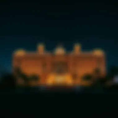 An enchanting view of the Emirates Palace lit up at night