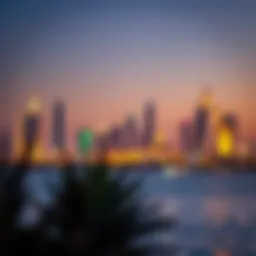 The stunning skyline of Abu Dhabi illuminated at night