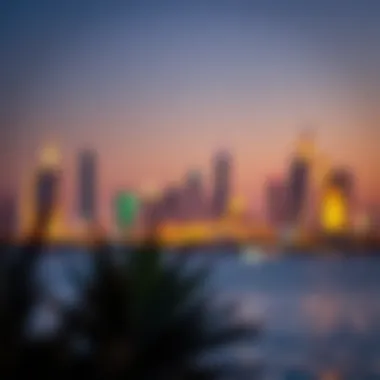 The stunning skyline of Abu Dhabi illuminated at night