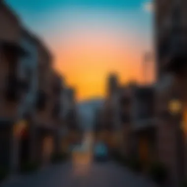 Sunset Over Bastakiya Streets Scenic view of Bastakiya street at sunset