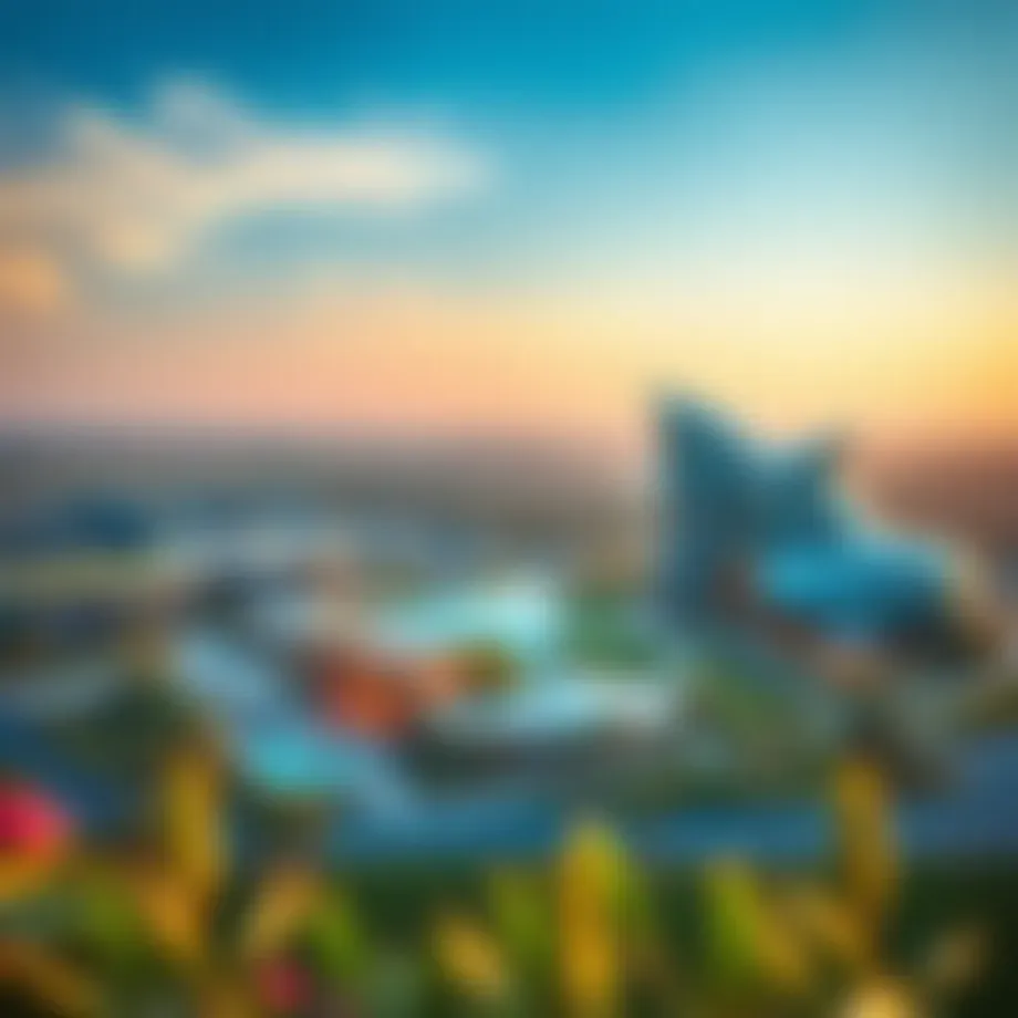 A stunning panoramic view of Golf View Seven City showcasing its architectural brilliance and surrounding landscape.