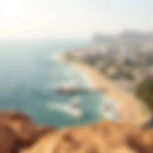 A panoramic view of Hudariyat Beach showcasing its stunning coastline