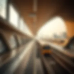 A panoramic view of the Metro Dubai station showcasing modern architecture