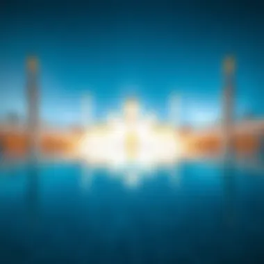 Serenity of the Reflective Pool at Sheikh Zayed Grand Mosque Reflective pool surrounding the mosque creating a serene atmosphere
