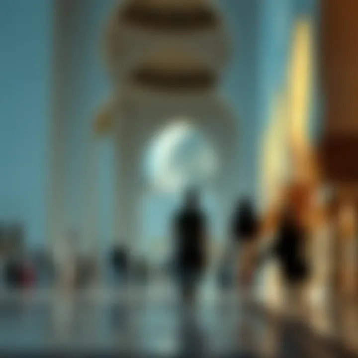 Visitors admiring the art and architecture of the mosque