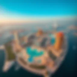 Aerial view of the new island development in Dubai showcasing the intricate design and layout